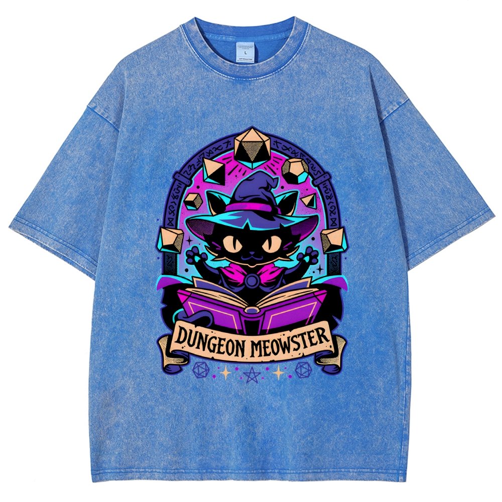 Feline Dungeon Keeper Meowster Vintage Distressed T-shirt