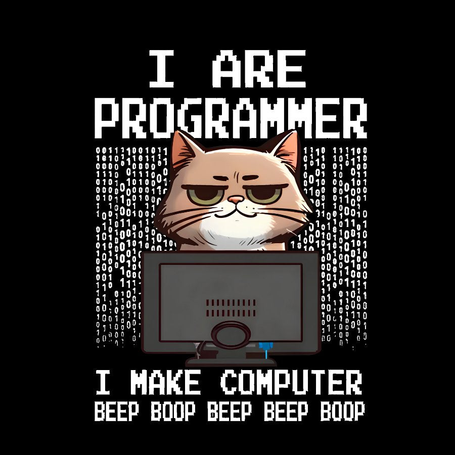 Programmer Cute Cat Coding Geeky T-Shirt