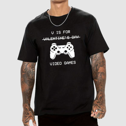 V Is For Video Games - Valentine's Day Geek T-Shirt