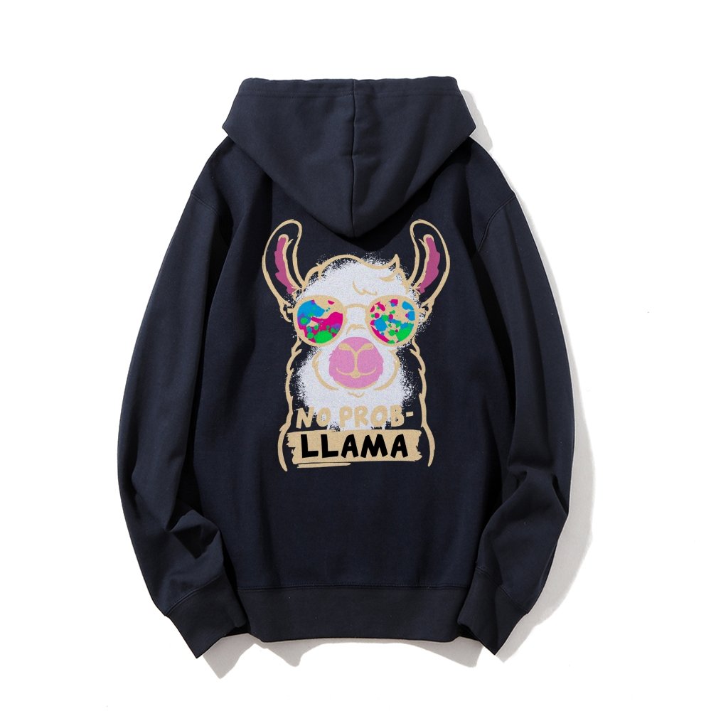 No probllama Printed Back Unisex Cotton Hoodie