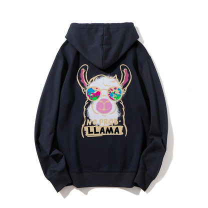No probllama Printed Back Unisex Cotton Hoodie
