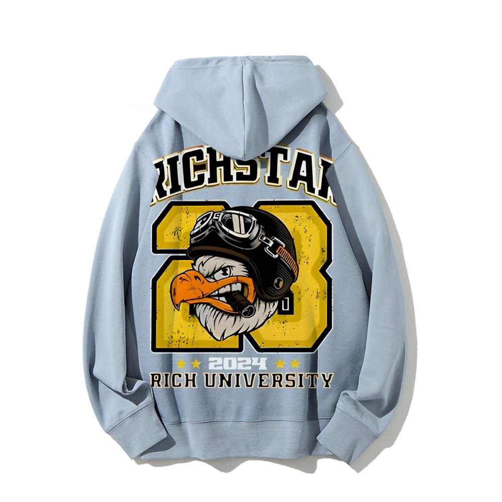 Vintage Rich Star Graphic Print Printed Back Cotton Hoodie