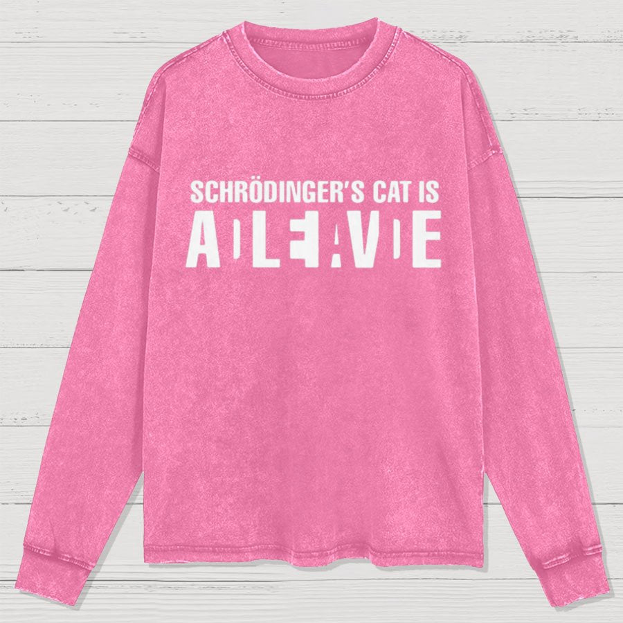 Schrödinger's Cat Adleiavde Geek Washed Long Sleeve Tee