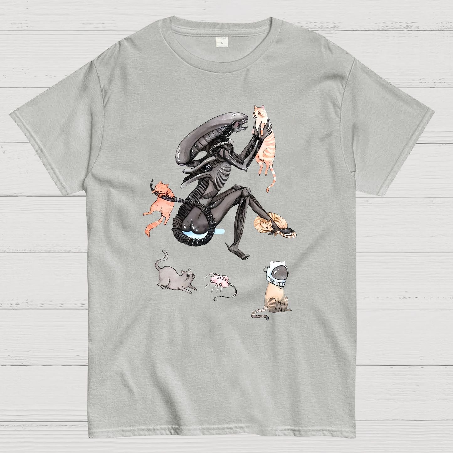 Funny Alien And Cat Geek T-Shirt