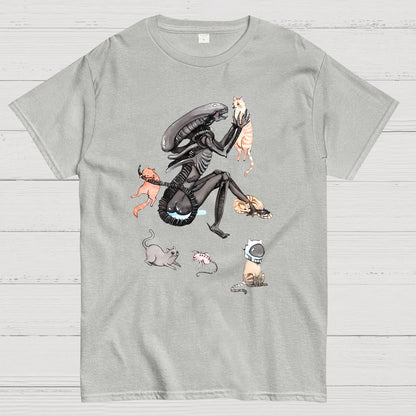 Funny Alien And Cat Geek T-Shirt