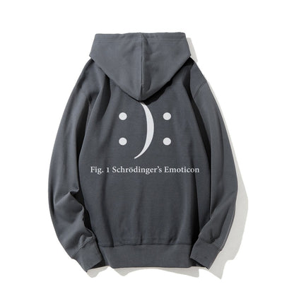 Schrodinger's Emoticon Printed Back Unisex Cotton Hoodie