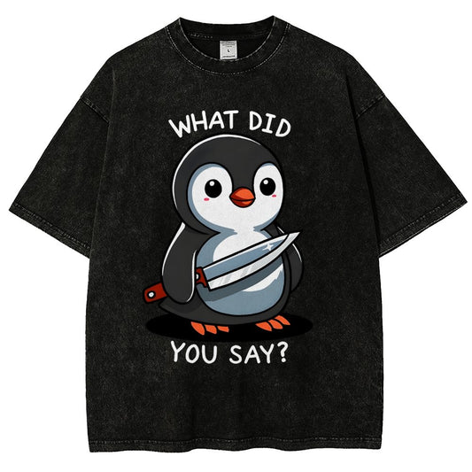 What Did You Say？Vintage Distressed T-shirt