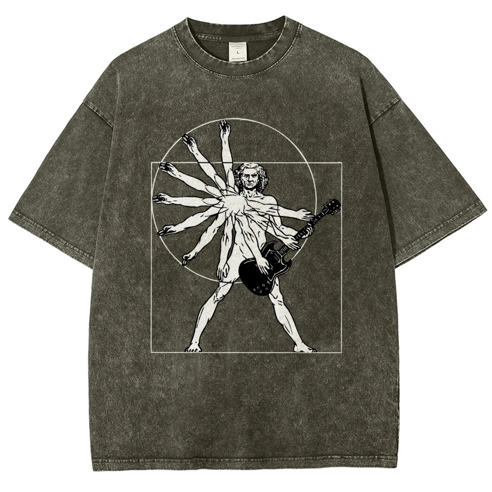 Vitruvian Man Vintage Distressed T-shirt
