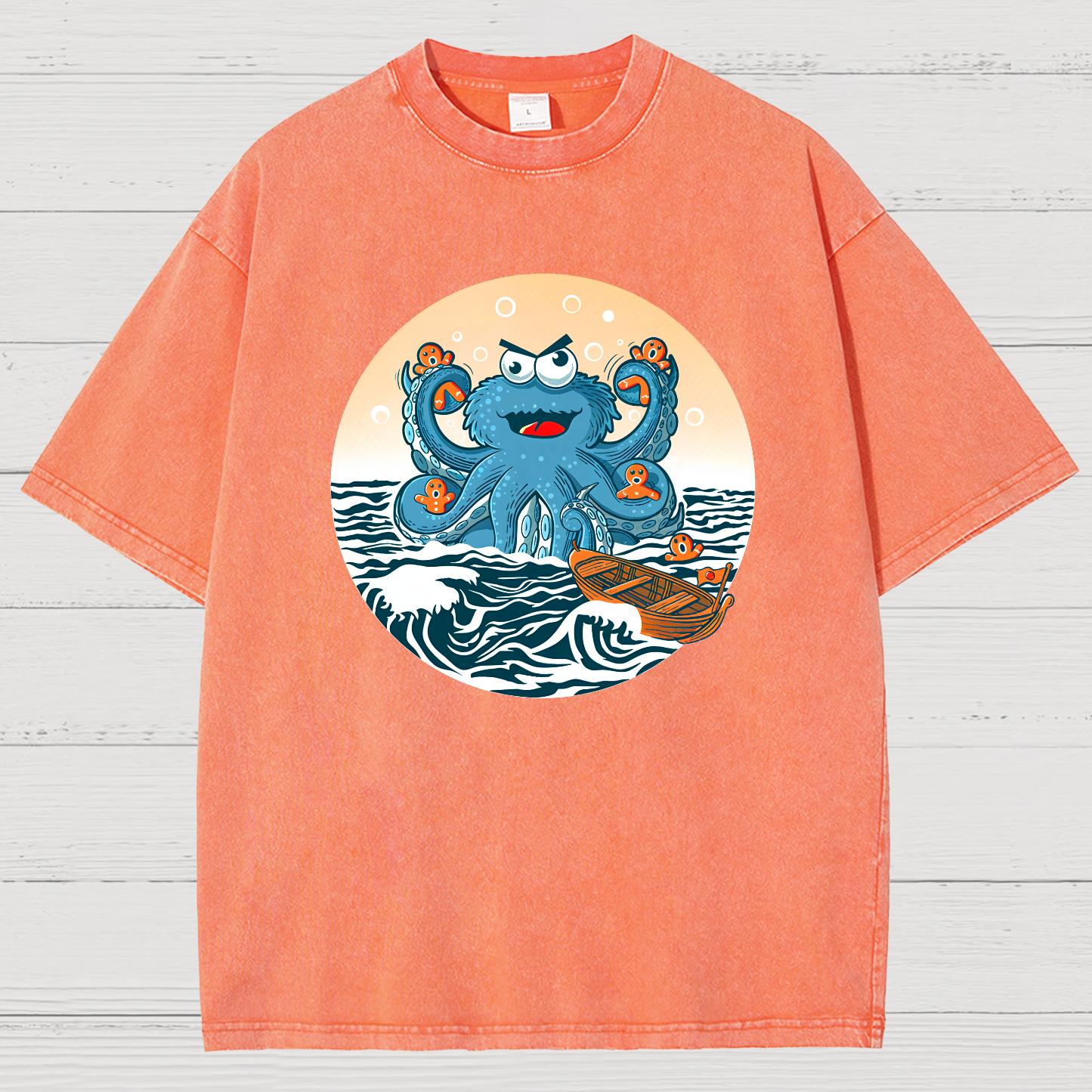 Cookie Kraken Attack Vintage Distressed T-shirt