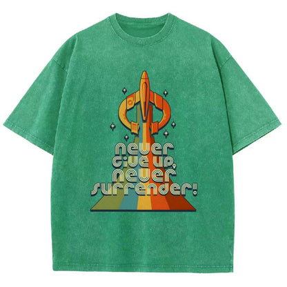 Retro Quest Never give up, never surrender! Vintage Distressed T-shirt