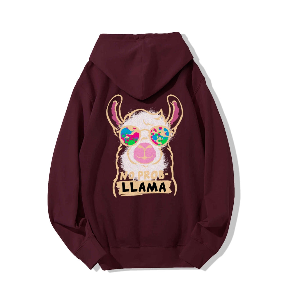 No probllama Printed Back Unisex Cotton Hoodie