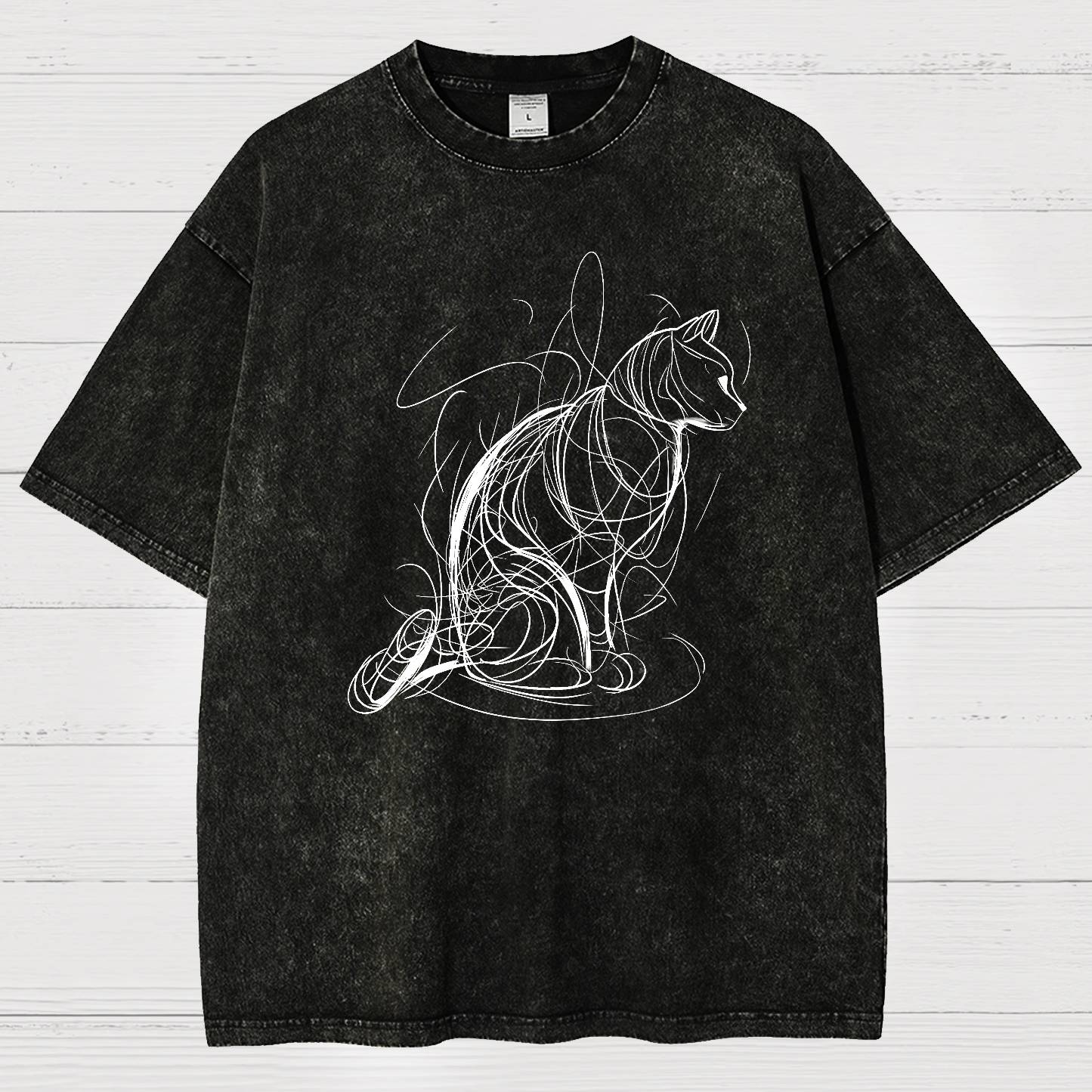 Cat lines Vintage Distressed T-shirt