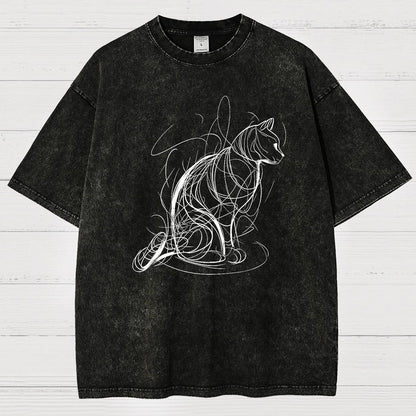 Cat lines Vintage Distressed T-shirt