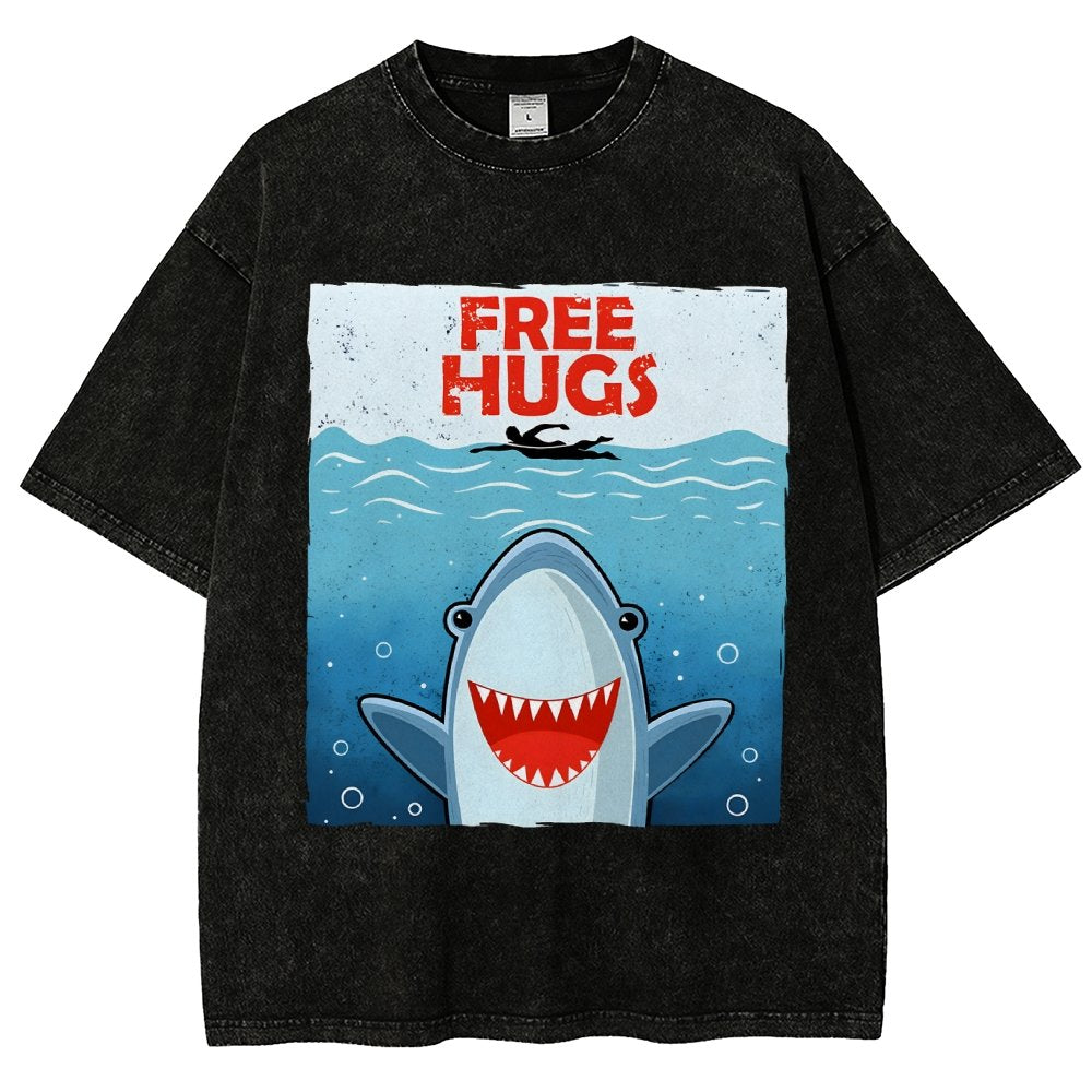 Free Shark Hugs Vintage Distressed T-shirt