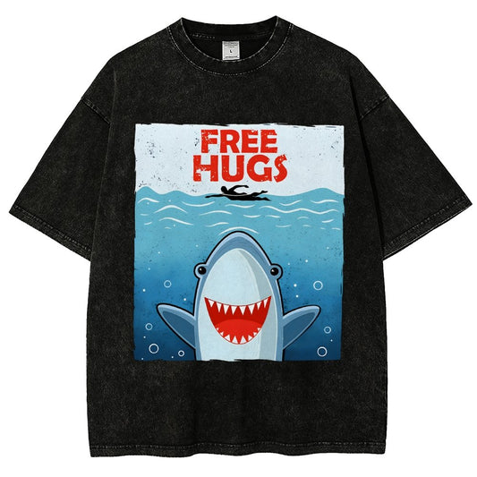 Free Shark Hugs Vintage Distressed T-shirt