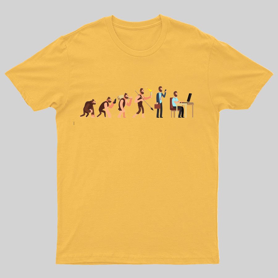 Human evolution From monkey to businessman and computer user Geeky T-Shirt