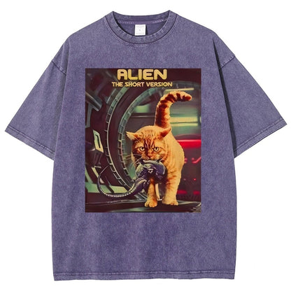 Mystery Cat Heavy Vintage Distressed T-shirt