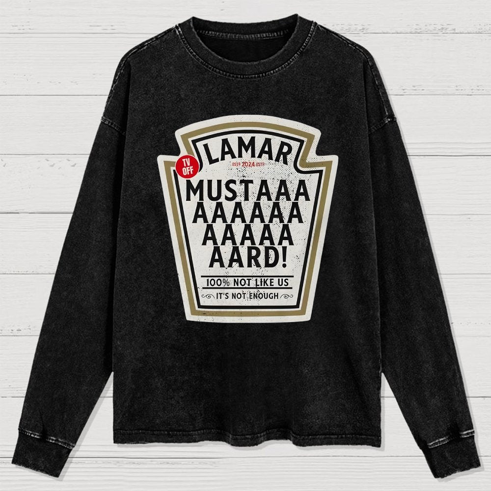 Lamar Mustard TV Off Essential Washed Long Sleeve Tee