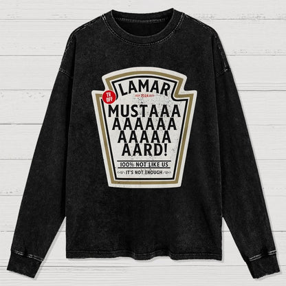 Lamar Mustard TV Off Essential Washed Long Sleeve Tee