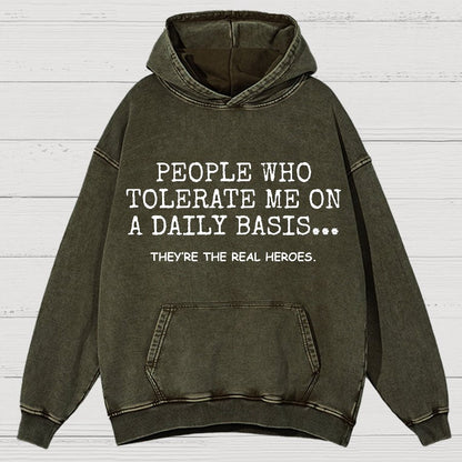 People Who Tolerate Me On A Daily Basis Sarcasm Vintage Distressed Hoodie