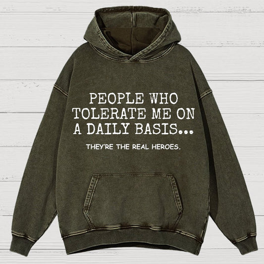 People Who Tolerate Me On A Daily Basis Sarcasm Vintage Distressed Hoodie
