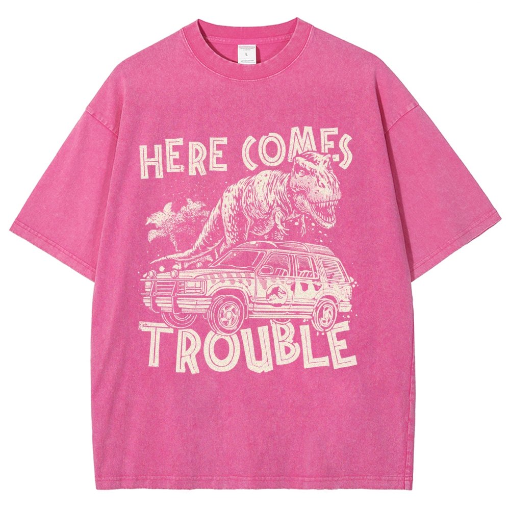 Here Comes Trouble Vintage Distressed T-shirt