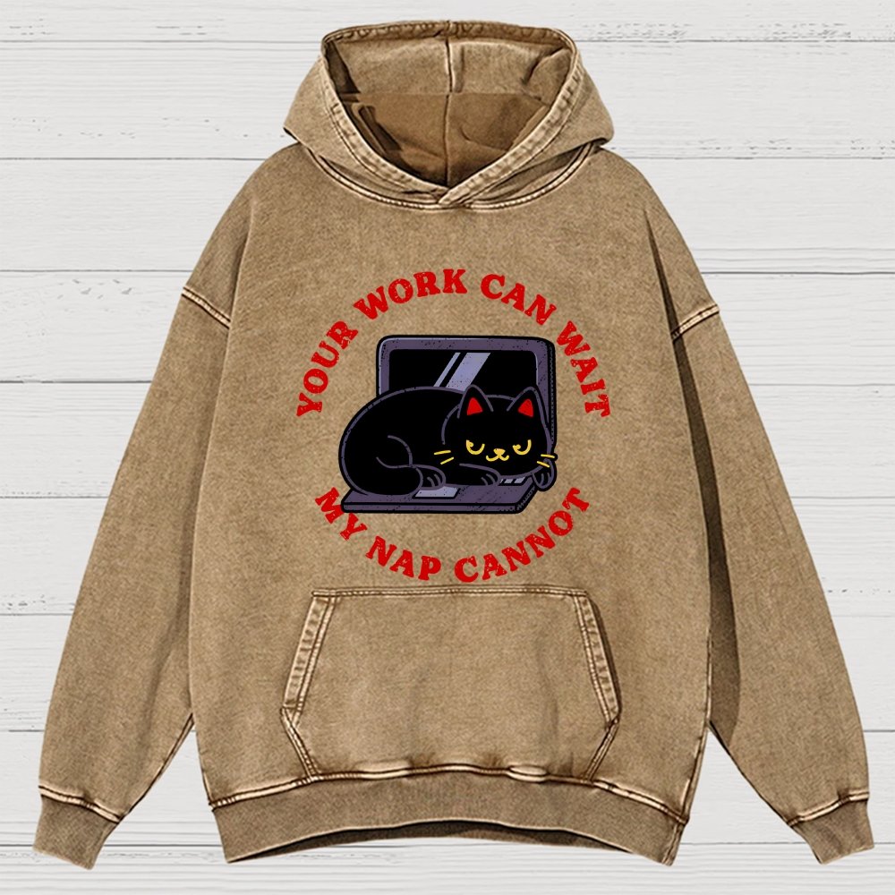 Work Can Wait Nap Cannot Vintage Distressed Hoodie