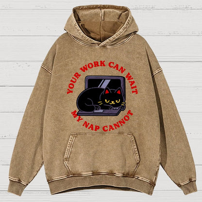 Work Can Wait Nap Cannot Vintage Distressed Hoodie