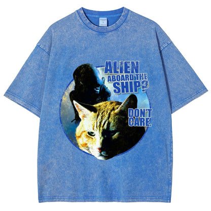 Top Cat Alien Aboard The Ship Don’t Care  Vintage Distressed T-shirt