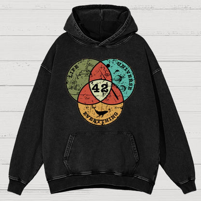 Life, the Universe & Everything Nerdy Graphic Cotton Vintage Distressed Hoodie