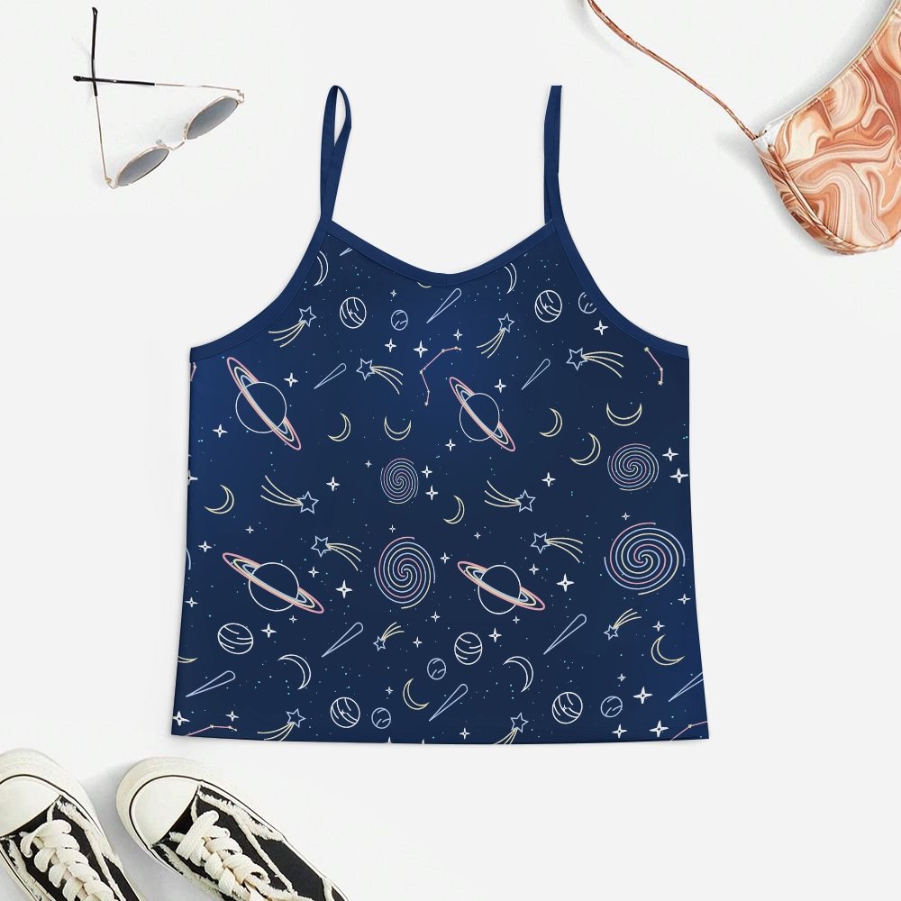 Space Planet Stick Figure Women's Geek Suspender Cami Set