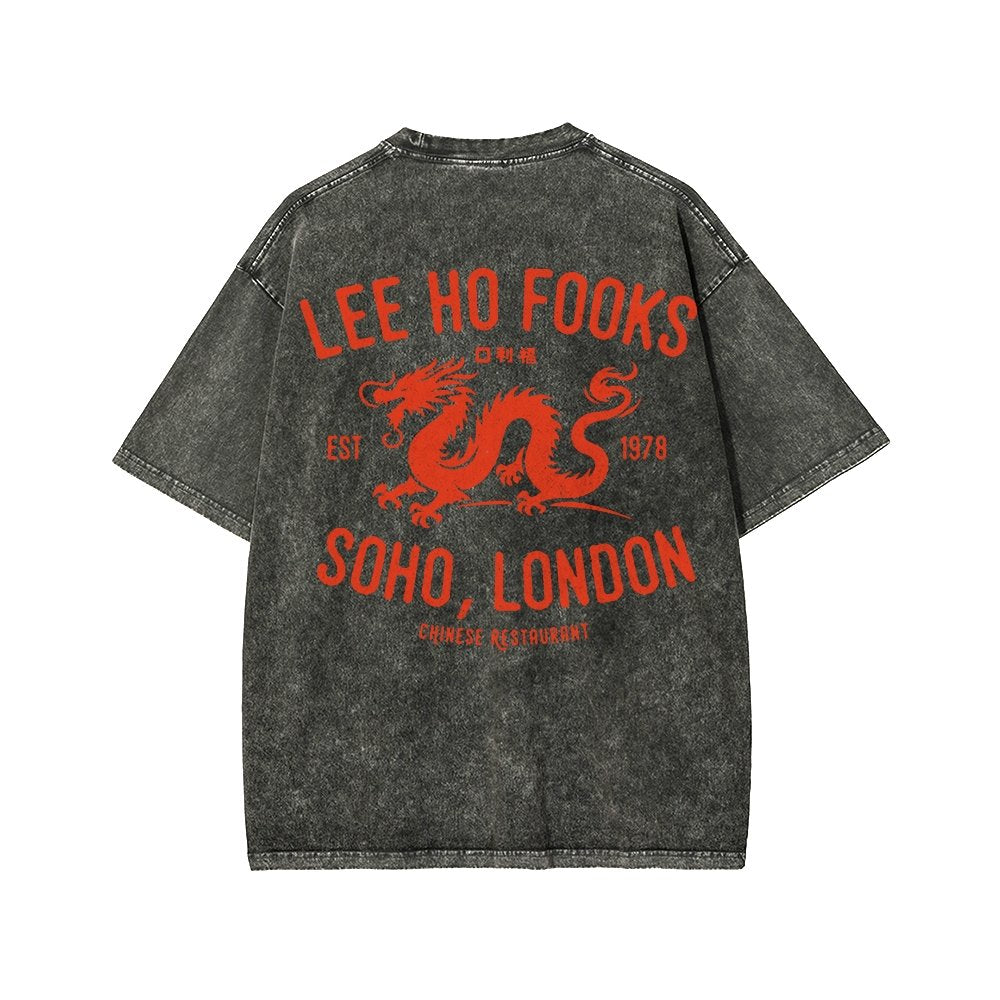 Lee Ho Fooks Front And Back Printing Washed T-shirt