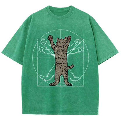 vitruvian cat Vintage Distressed T-shirt