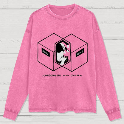 Schrodingers Venn Diagram Washed Long Sleeve Tee