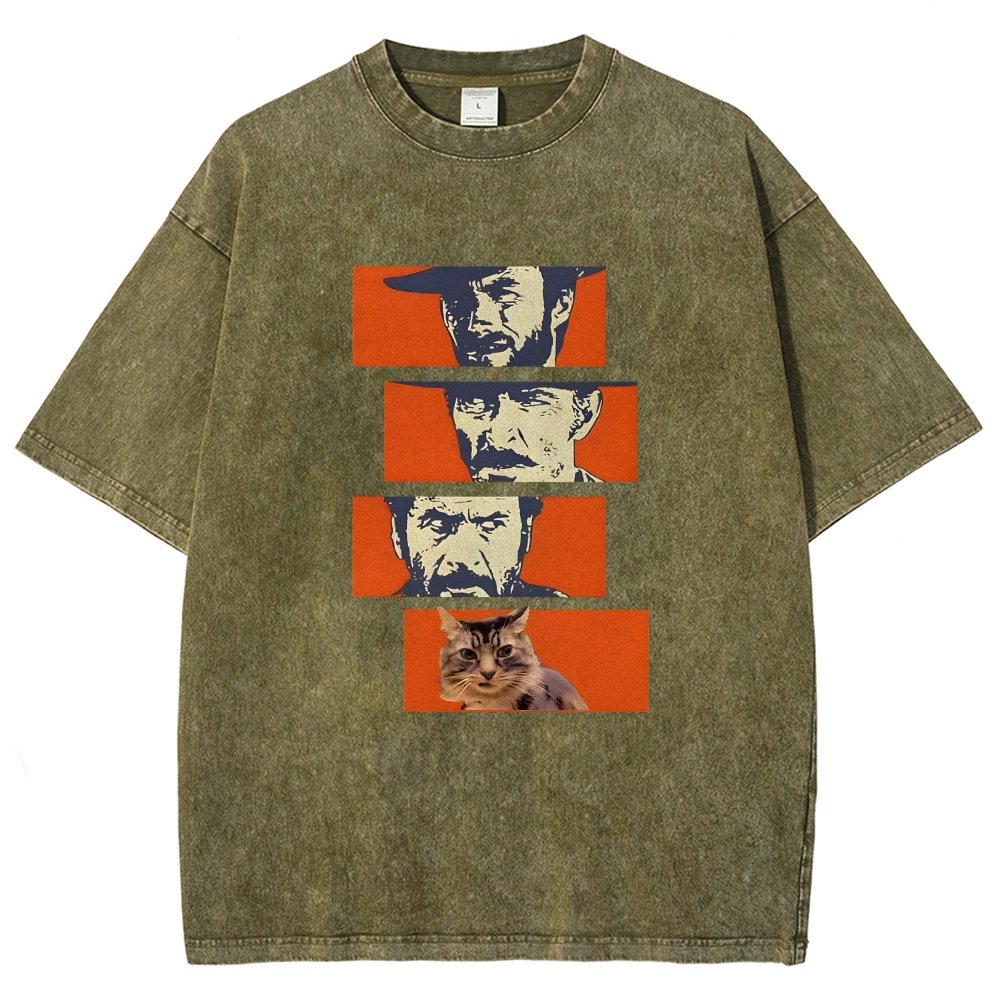Buono Brutto Cattivo And Cat Vintage Distressed T-shirt