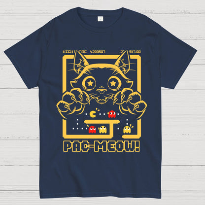 Vintage Game Cat Attack Pac Meow Geek T-Shirt