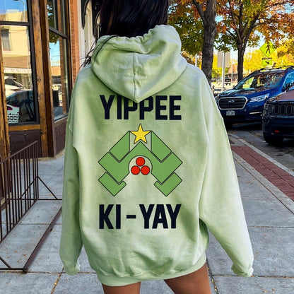 YIPPEE KI-YAY Printed Back Unisex Cotton Hoodie
