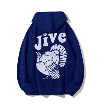 Jive Turkey Printed Back Unisex Cotton Hoodie