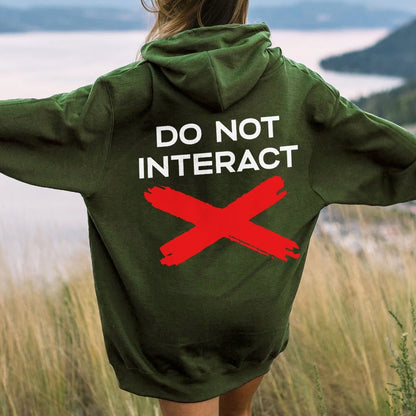 Do Not Interact Printed Back Unisex Cotton Hoodie