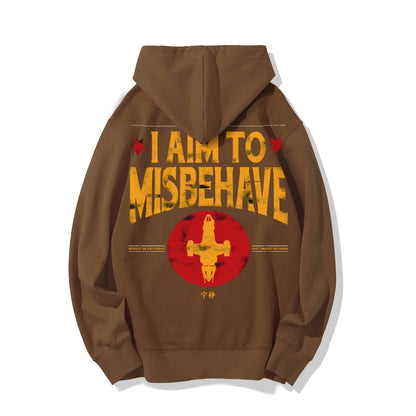 I Aim To Misbehave Geeky Printed Back Cotton Hoodie