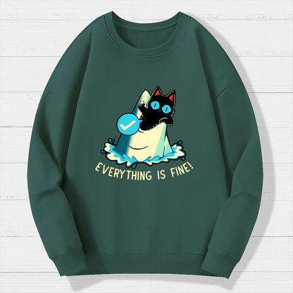 Everything Is Fine! Cat Geek Cotton Sweatshirt