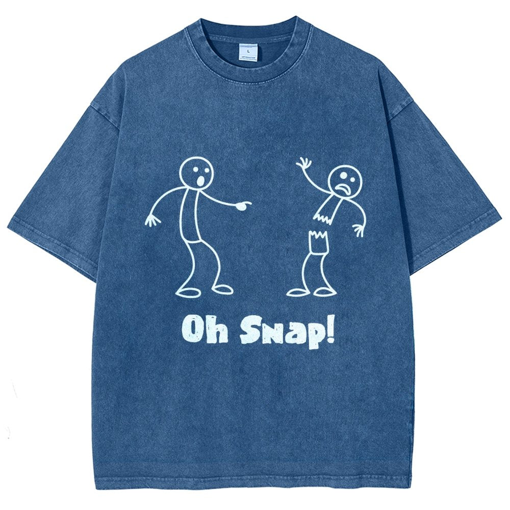 Oh Snap Funny Stick Figure Slogan Saying Vintage Distressed T-shirt