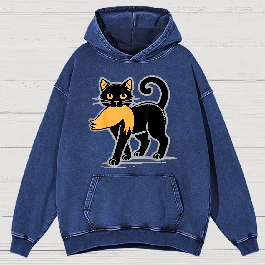 Black Cat Satire Vintage Distressed Hoodie