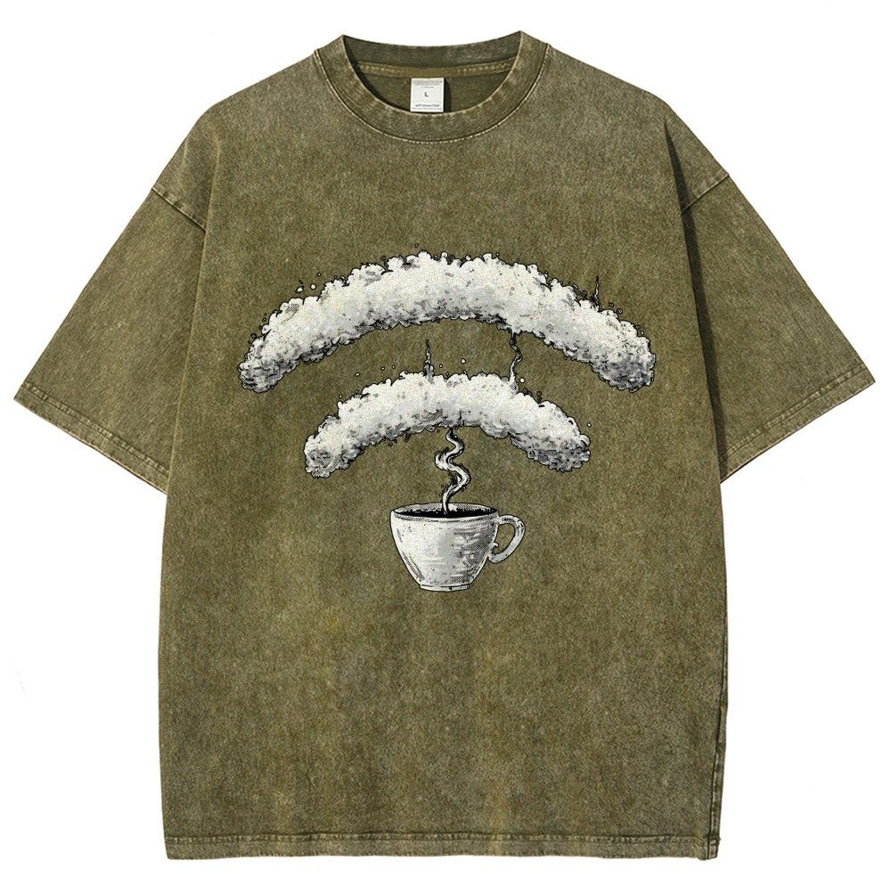 Connected Through Caffeine Vintage Distressed T-shirt