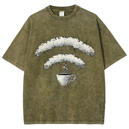 Connected Through Caffeine Vintage Distressed T-shirt