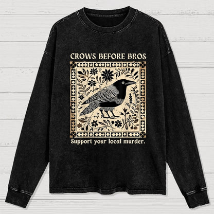 Crows Before Bros Washed Long Sleeve Tee