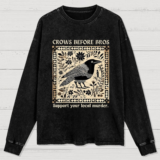 Crows Before Bros Washed Long Sleeve Tee