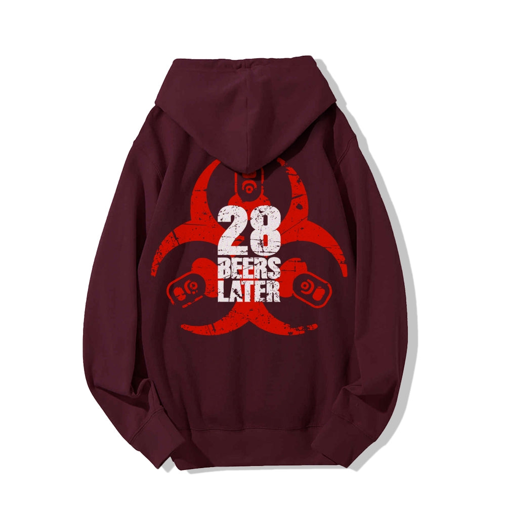 28 beers later Printed Back Unisex Cotton Hoodie