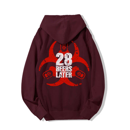 28 beers later Printed Back Unisex Cotton Hoodie