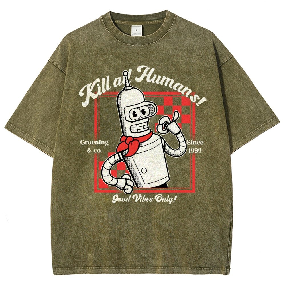 Kill All Humans Vintage Distressed T-shirt